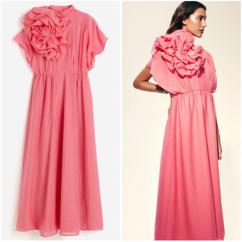 H&M Ramadan Exclusive Collection Appliquéd Maxi Dress
 Pink New